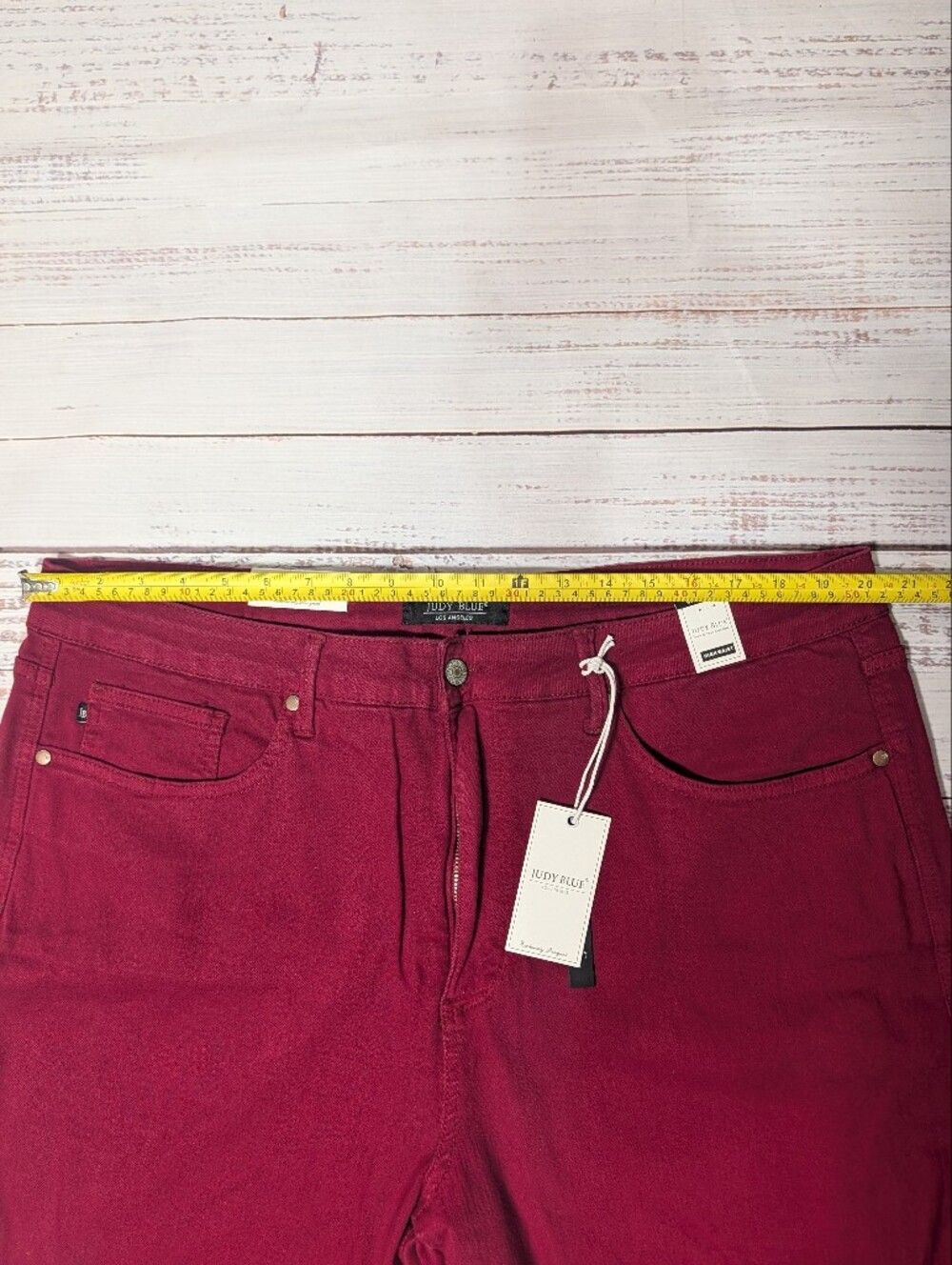 Judy Blue Jeans 22 Plus High Waist Scarlet Red Skinny Leg Tummy Control - Picture 8 of 13